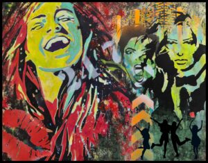 Happy girls mixed media